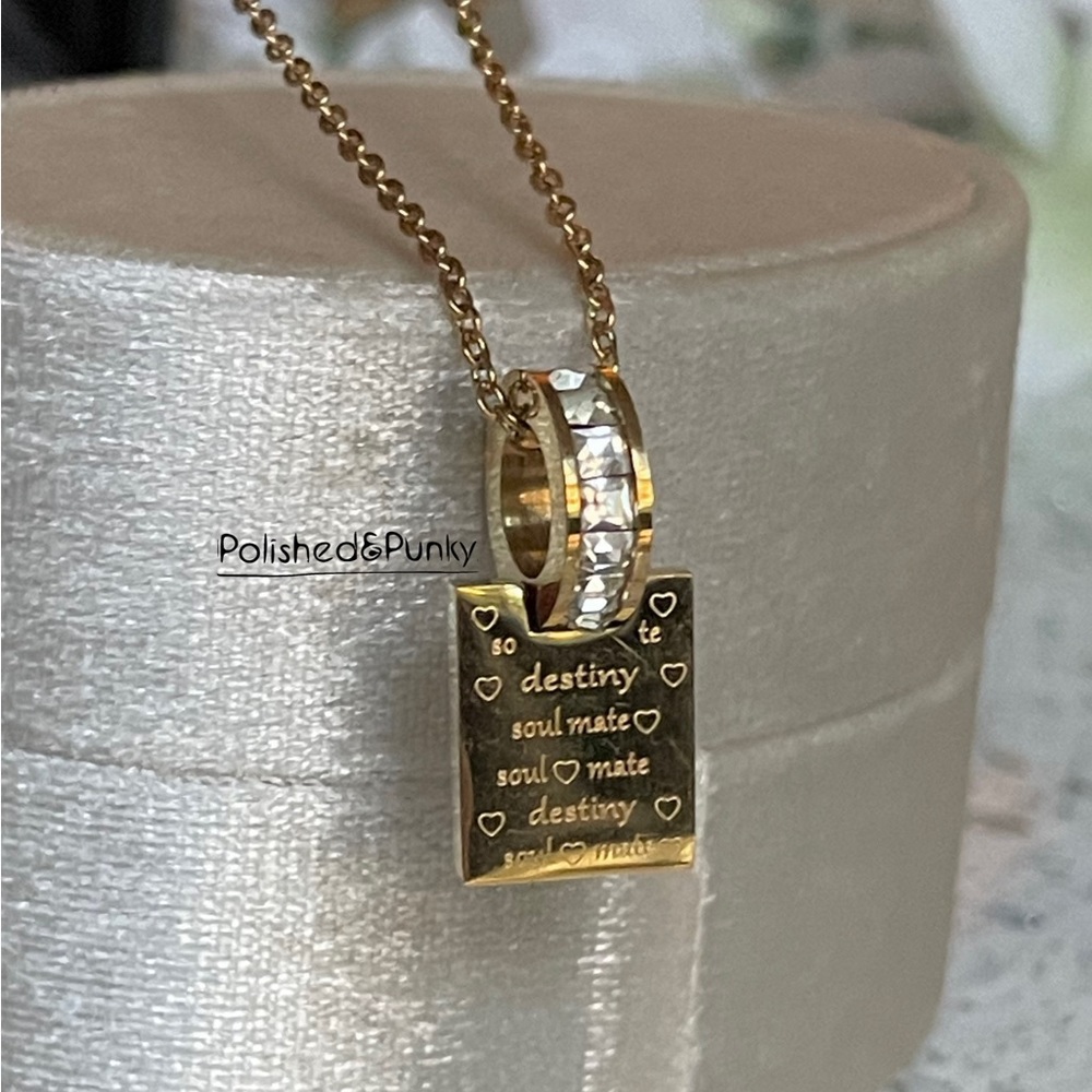 18kt Gold plated Soulmate cz necklace ~ destiny necklace pendant in gift box